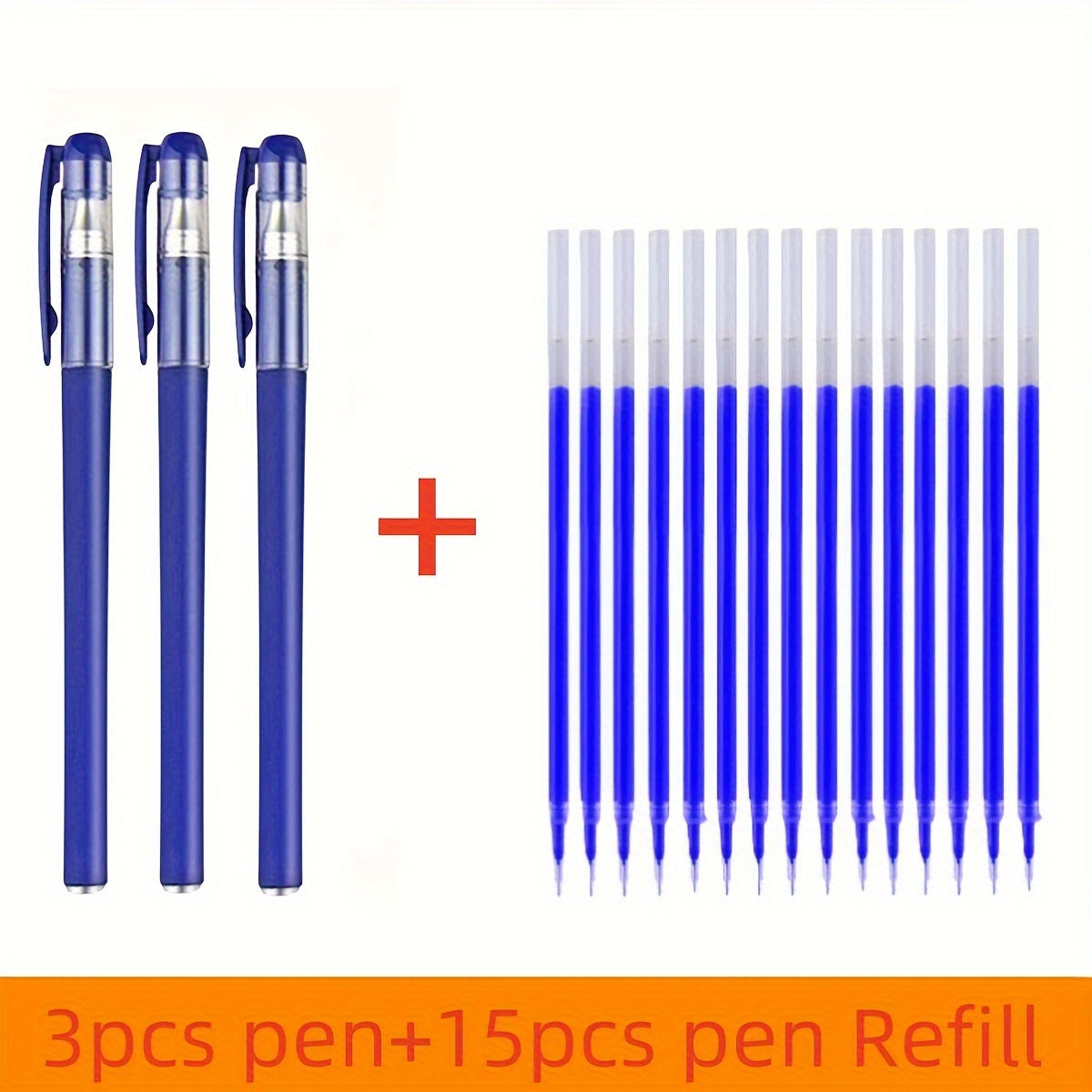 18-piece gel pen set in black, blue, and red ink colors with 0.5mm ballpoint tips, ideal for students and office use.