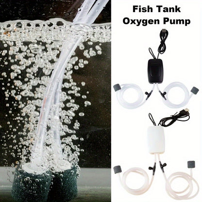 USB-Powered portable aquarium air pump for fish tanks, with dual adjustable holes for high-efficiency oxygenation.