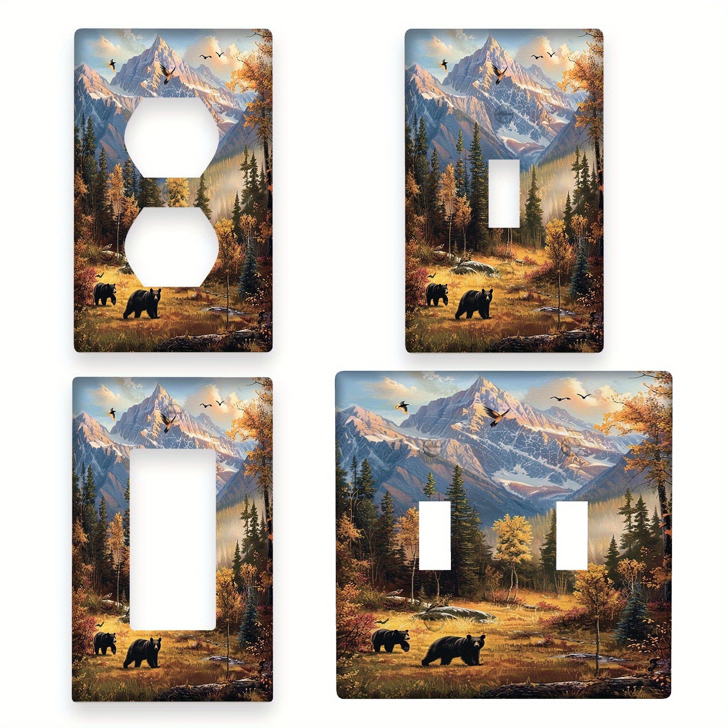 Forest bears themed light switch cover and outlet cover with heat and fade resistance.