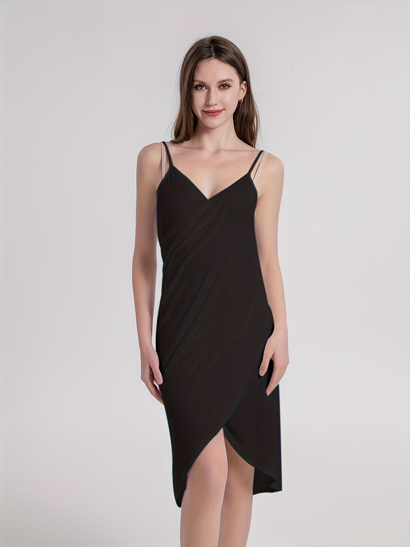 Black backless spaghetti strap cover up dress without bikini, women's swimwear & clothing.