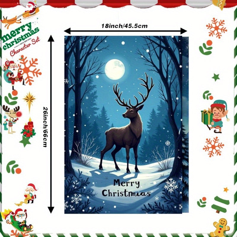 Kitchen Towel Set includes 2 pieces measuring 45.72*66.04 cm each. This set features a tea towel with a charming Christmas Winter theme, making it ideal for kitchen decor and holiday gifts. The towels are beautifully adorned with snowflakes.