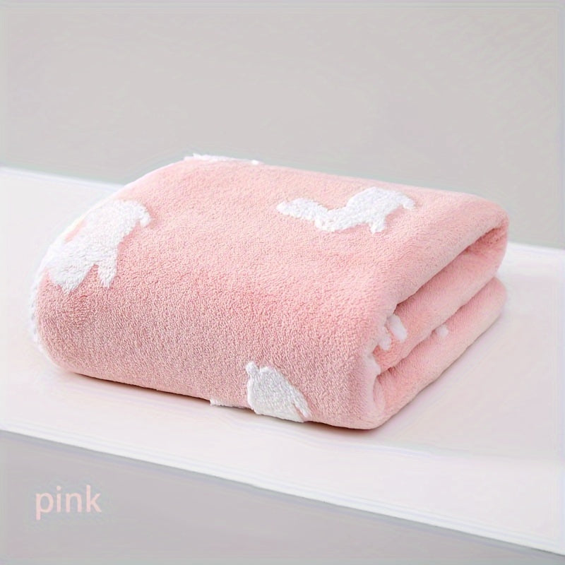 1pc Rabbit Jacquard Design Bath Towel, 69.98*139.98cm, Household Cute and Super Soft, Absorbent Bathroom Towel.