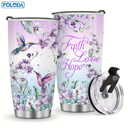 1pc Hummingbird Flower themed insulated coffee tumbler, ideal gift for Mother, Grandma, Mom, Sister, or Daughter on special occasions like birthdays or Valentine's Day.