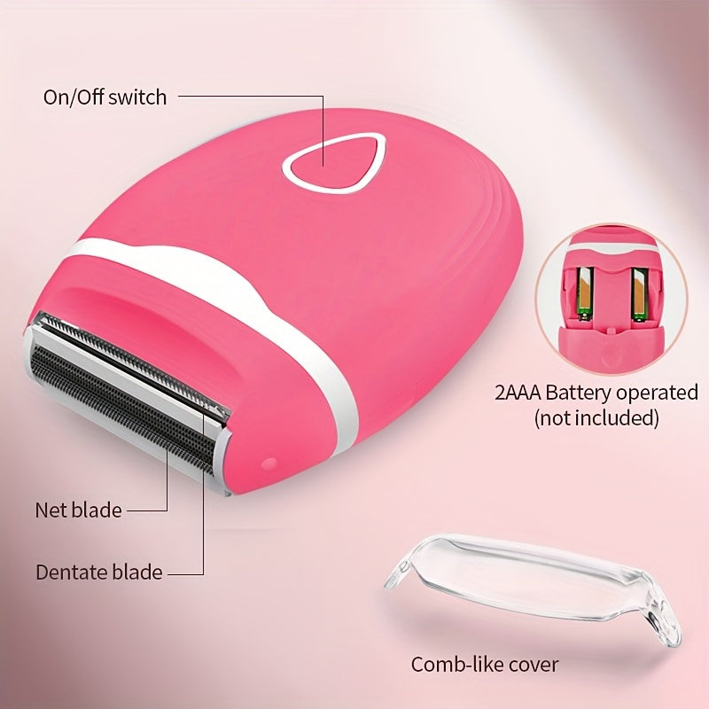 Women's electric shaver for bikini legs, underarms, and public hairs, portable for wet and dry use without batteries.