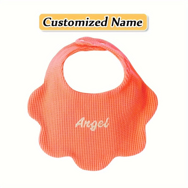 3 Packs of Pure Cotton Baby Bibs with Customized Name, Soft and Breathable, Highly Absorbent, Adjustable Snaps, Ideal Birth or Holiday Gift