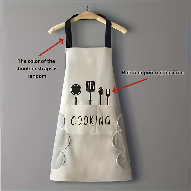 Elegant Apron made of Polyester Blend with Pockets - Durable and Water & Oil-Resistant, Ideal for Cooking at Home. Stylish and Functional Domestic Attire featuring a Woven Design, Perfect for Kitchen Essentials.