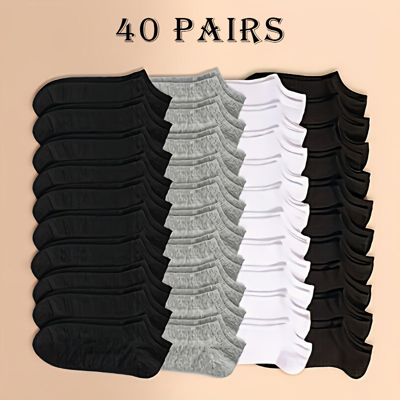 Breathable and lightweight ankle socks in packs of 10, 20, 40, or 60, ideal for sports and daily wear.