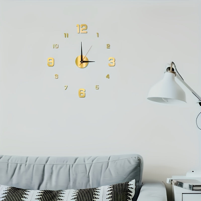 Modern 3D Digital Wall Clock with Silent Operation and Adjustable Size, Battery Operated Mechanical Clock with Illuminated Display for Living Room and Bedroom. AA Battery Required.