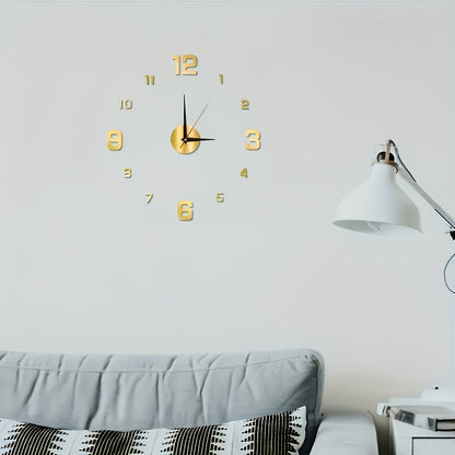 Modern 3D Digital Wall Clock with Silent Operation and Adjustable Size, Battery Operated Mechanical Clock with Illuminated Display for Living Room and Bedroom. AA Battery Required.