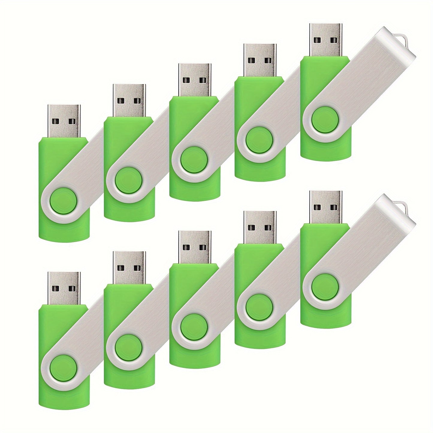 10 piece bulk pack of USB 2.0 Flash Drives in various storage capacities and colors with LED indicator for computers and laptops.