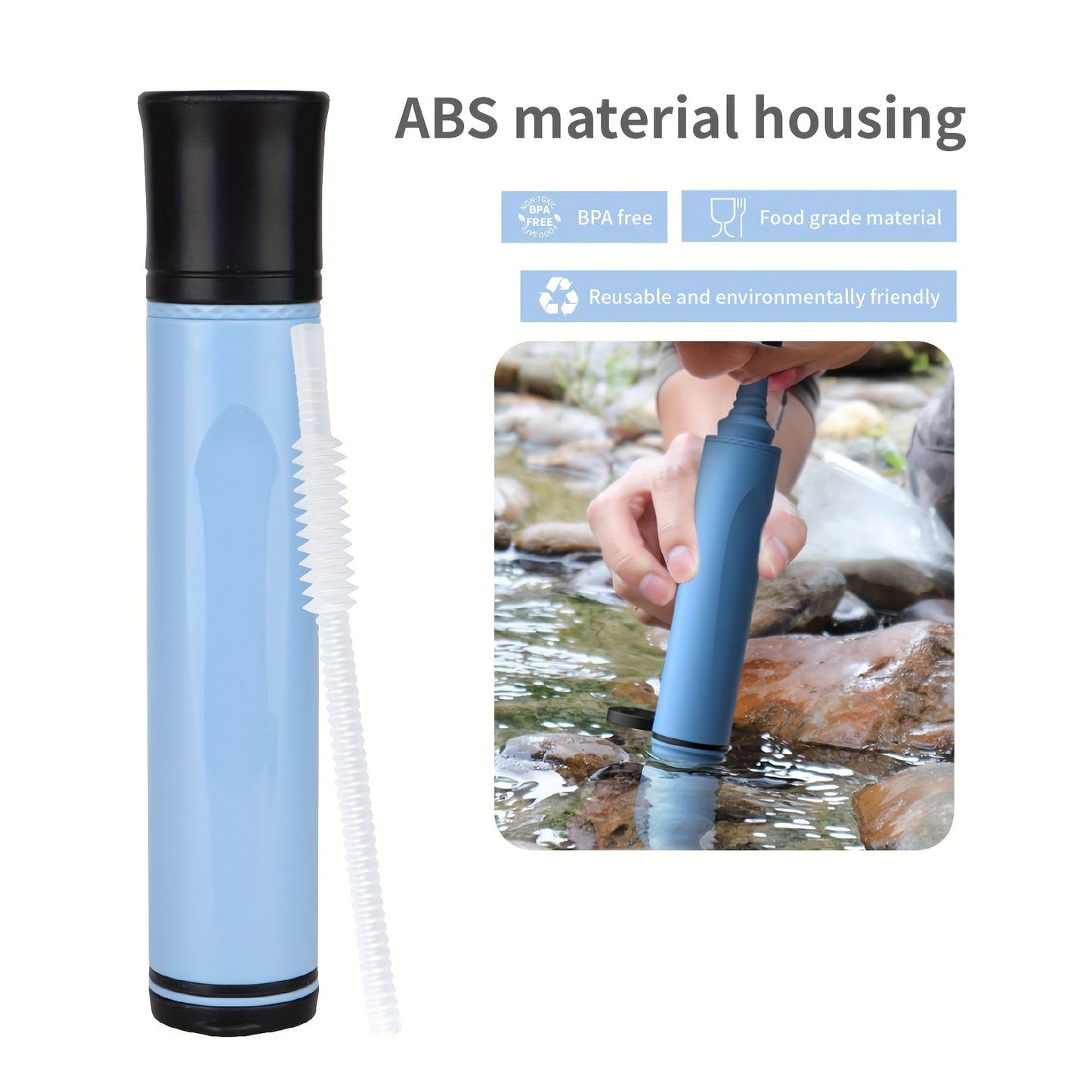 1 piece of Portable Outdoor Emergency Camping Personal Ultra-Filtration Water Purifier Straw, Survival Tool, Household Gadget