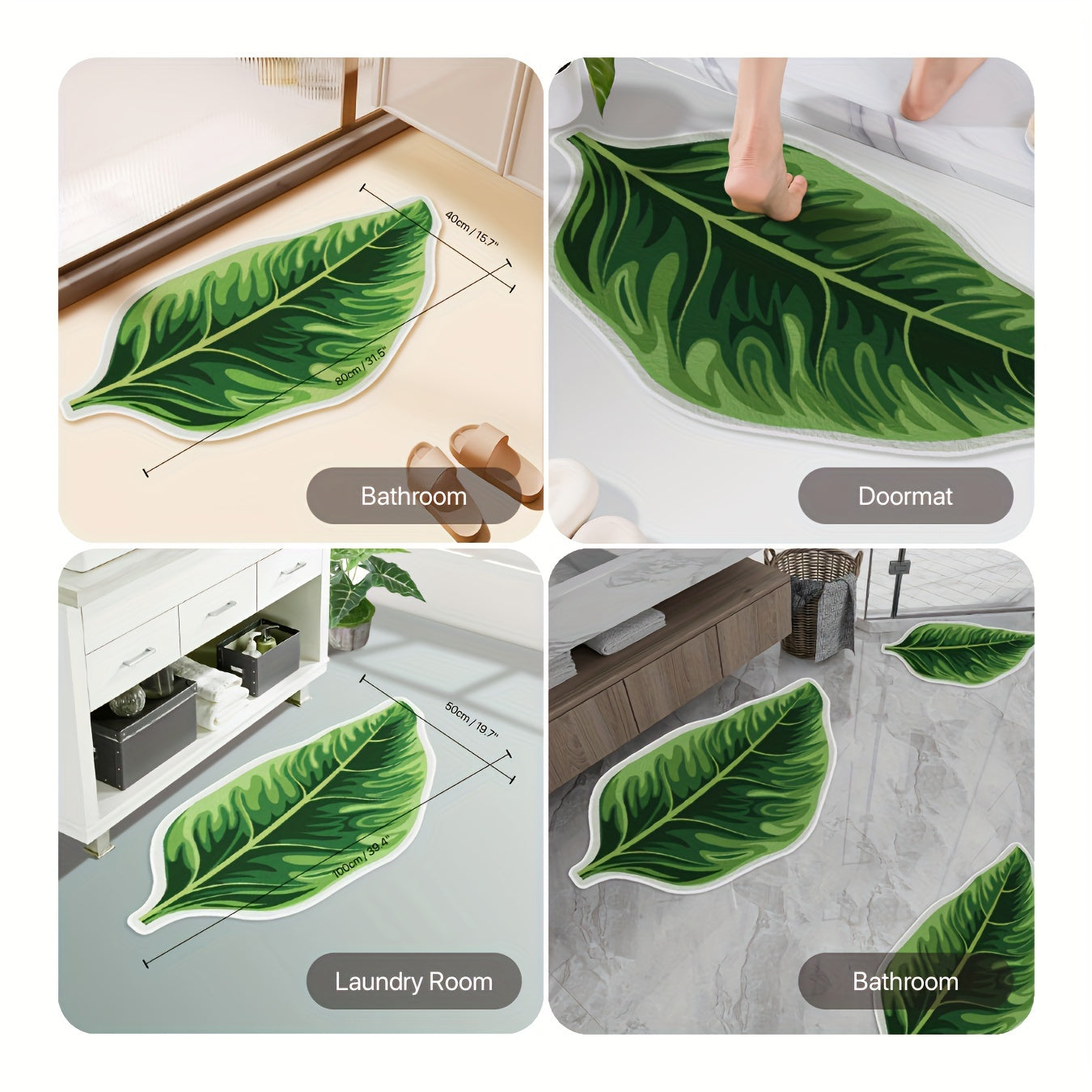 Crystal velvet fabric green leaf non-slip mat is designed for strong water absorption to prevent slips in the bathroom and other areas of the home. Perfect for decorative floor mats in bedrooms, living rooms, and study areas, this versatile mat can also