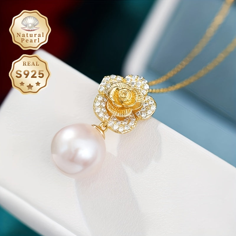 Enhance Your Gifting Experience with a Stunning Pearl Necklace for Women - Featuring a Flower Design with S925 Silver and 12-13mm Round Natural Freshwater Pearl. Each Necklace is Unique with Varying Shapes and Colors, making it a Perfect and Special Gift.