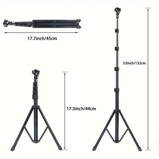 ZOMEI 132.08 sm tripod, LED to'ldiruvchi chiroq va uy fotografiyasi va video yozish uchun sozlanadigan 25.4 sm kvadrat studiya yoritgichi bilan.