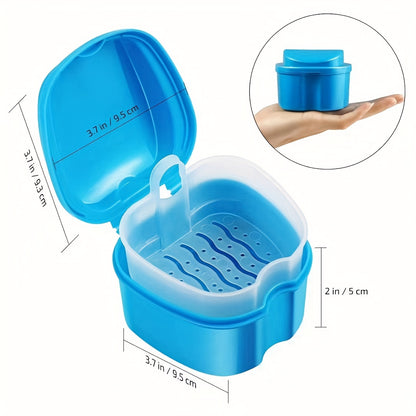 Elegant denture storage container with lid, versatile hanging storage box for desktop, bathroom, dormitory.