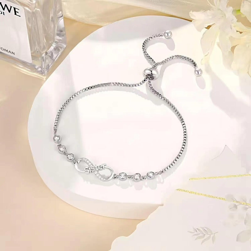 Stylish Adjustable Infinity Symbol Bracelet for Women - Sleek Minimalist Design with Shimmering Zirconia Stones, Made from Alloy - Perfect for Everyday Wear & Special Events, Trending in Europe and America, Available on Amazon in Fashion Accessories