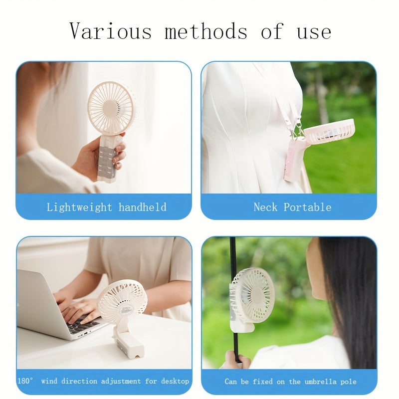 [Trending Item] Foldable USB Rechargeable Umbrella Fan with Clip, Mini Handheld Desk Fan, 1200mAh Battery - YAOWITHSU