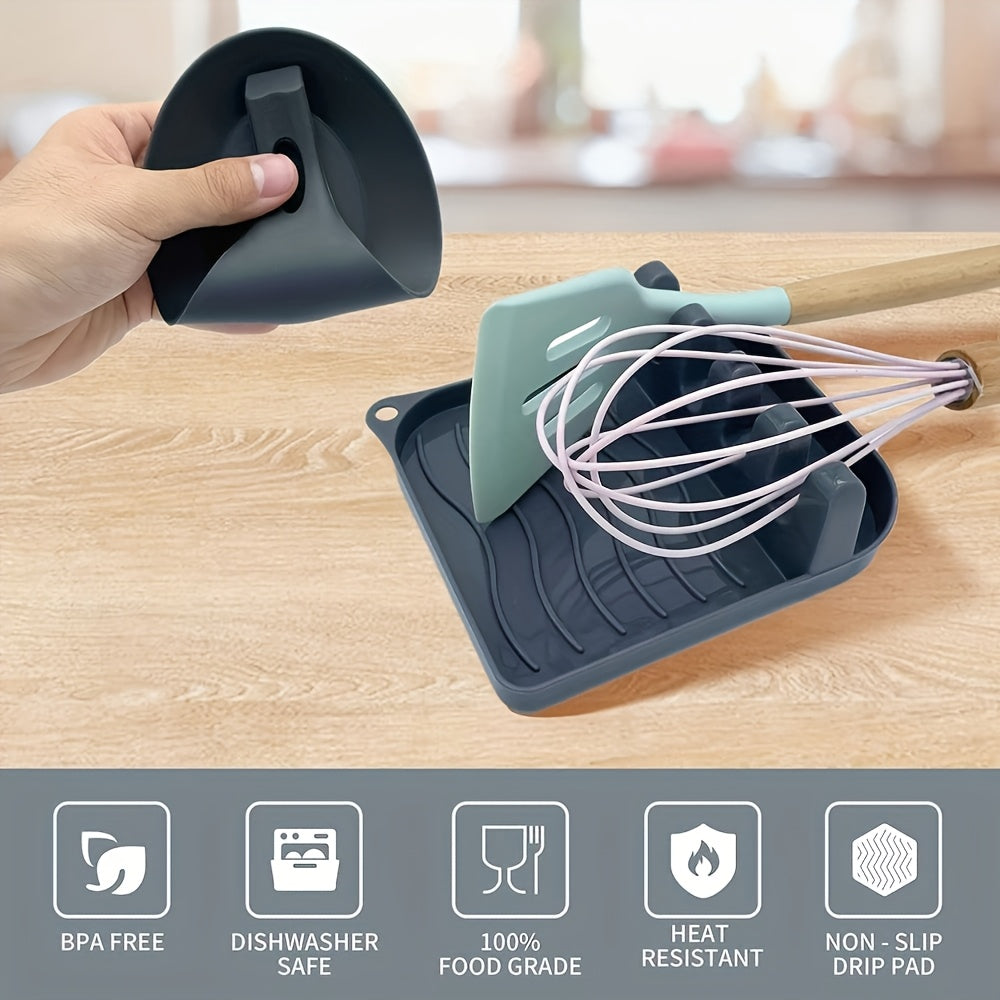 Kitchen Organizer Set includes a sturdy plastic spatula and utensil holder. Easily wall-mounted without the need for drilling, this space-saving design provides convenient storage for your kitchen essentials.