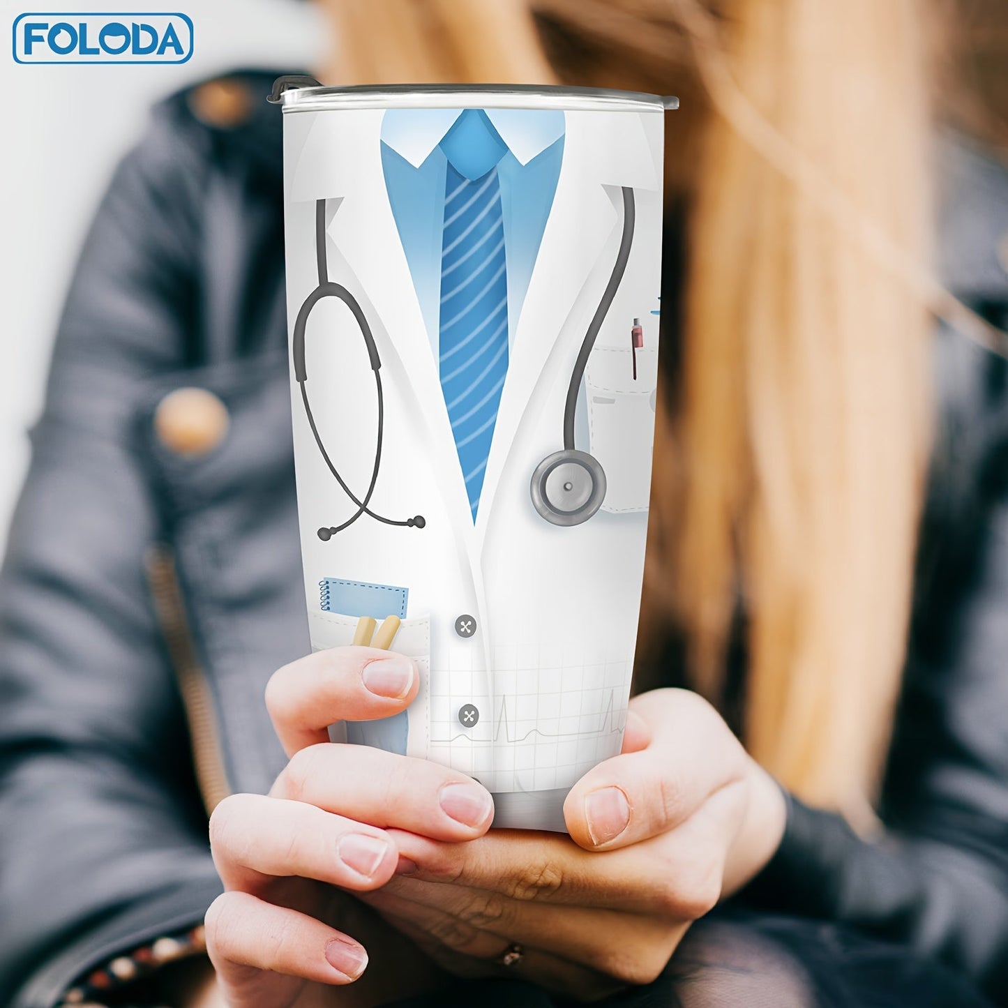 Show your appreciation for doctors with this stylish and durable Stainless Steel Tumbler. Leak-proof and perfect for travel, this coffee mug comes with a lid, making it great for on-the-go use. Ideal for birthdays, retirement, graduation, and more, this