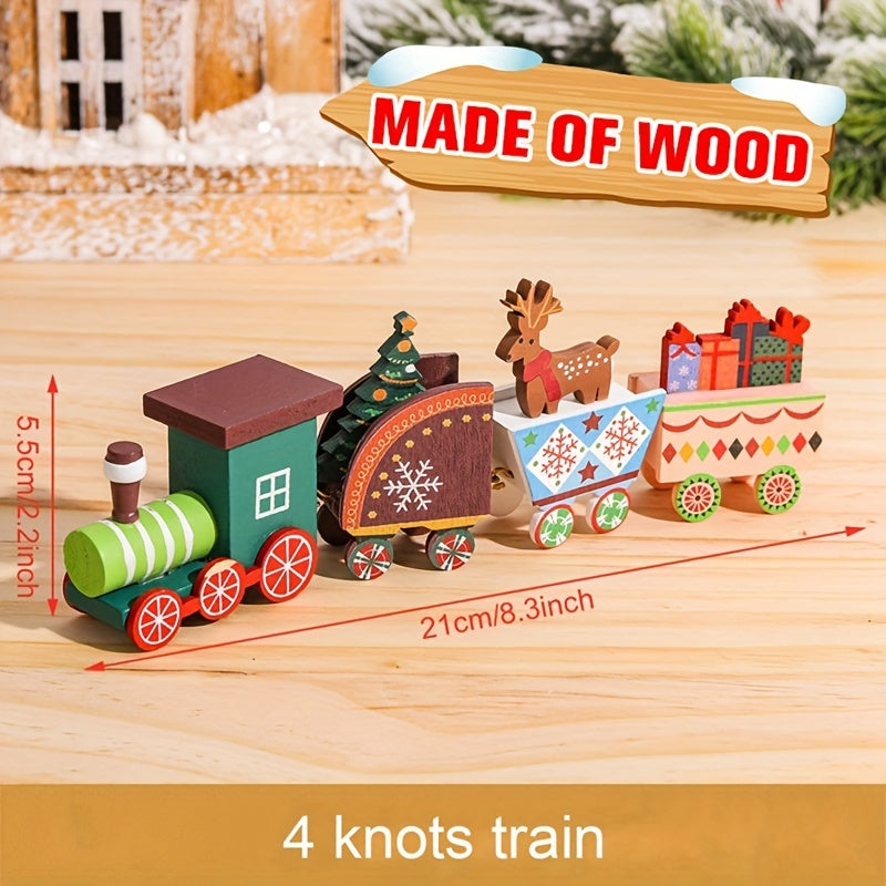 Wooden train ornament for a Merry Christmas celebration - ideal tree decor and gift.