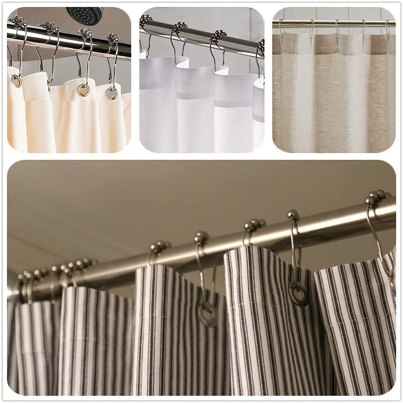 12 nickel shower curtain rings for durable hanging of bathroom curtains.