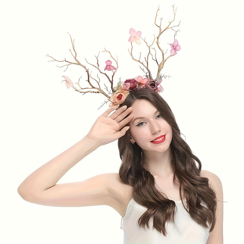 Head Hoop Boho Flower Headwear for Women with Exaggerated Large Branches, Perfect for Dressing Up at Parties and Elf Costumes