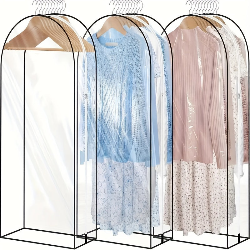 Clear Plastic Garment Bag with Zipper Closure - Ideal for Wardrobe Storage of Suits, Coats, Dresses, Shirts, and More