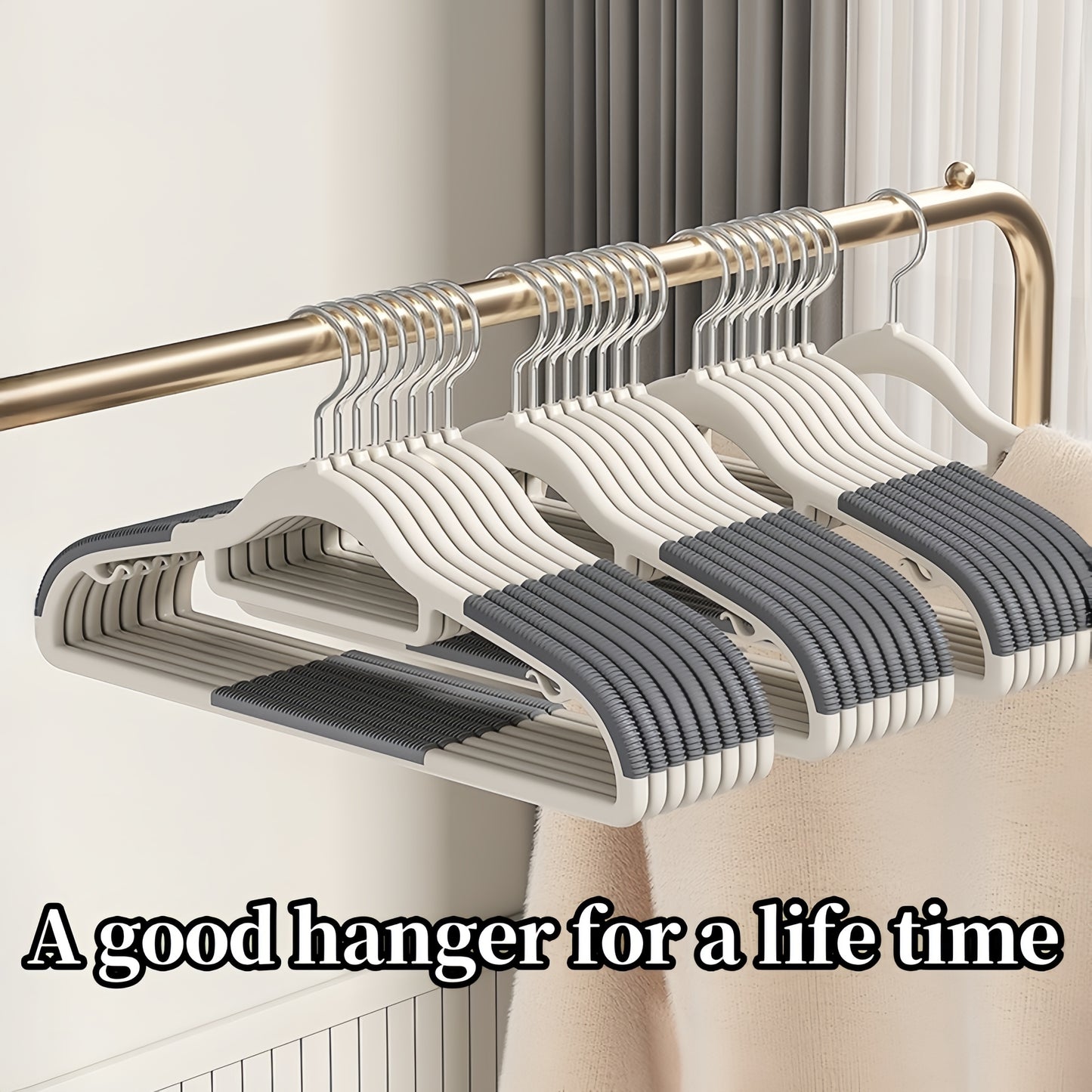 20 non-slip, sturdy clothes hangers for organizing and drying clothes in any room.