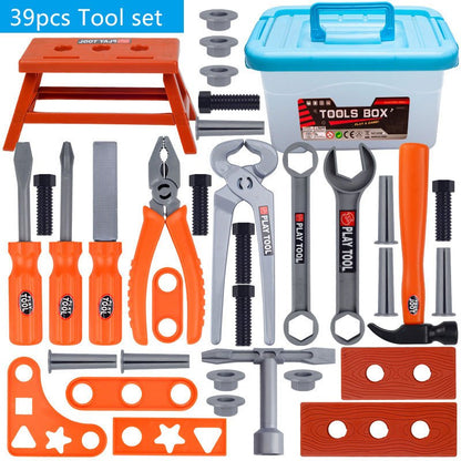 Toy tool box sets in three sizes, with electric drill and simulation repair tools. Great for kids to fix toys and play construction. Suitable for boys and girls.