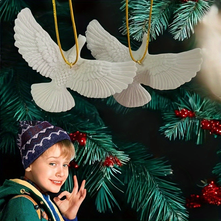 Pair of authentic replicas of the doves from Home Alone 2, perfect for a Christmas tree ornament or Valentine's Day gift.