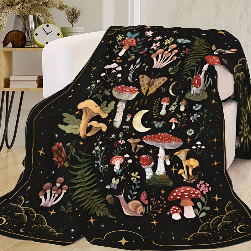 Top Pick for Customers: Comfy Mushroom & Butterfly Flannel Throw Blanket - Luxuriously Soft, Cozy, and Hypoallergenic for Sofa, Bed, or Workspace - Ideal Present for Gothic Witch Christmas