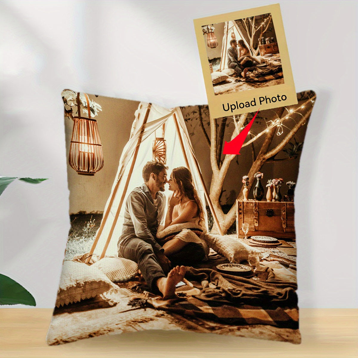 Personalized Photo Throw Pillow Cover measuring 45.72x45.72 cm - Suitable for special occasions such as Valentine's Day, Thanksgiving, Christmas, New Year, Halloween, and Wedding Anniversaries - Features a charming pet-themed design, made from