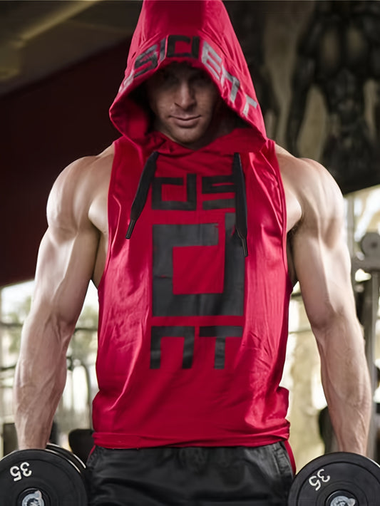 Men's hooded sports tank top for basketball and running, comfortable and breathable with quick-dry technology, perfect for spring and summer.