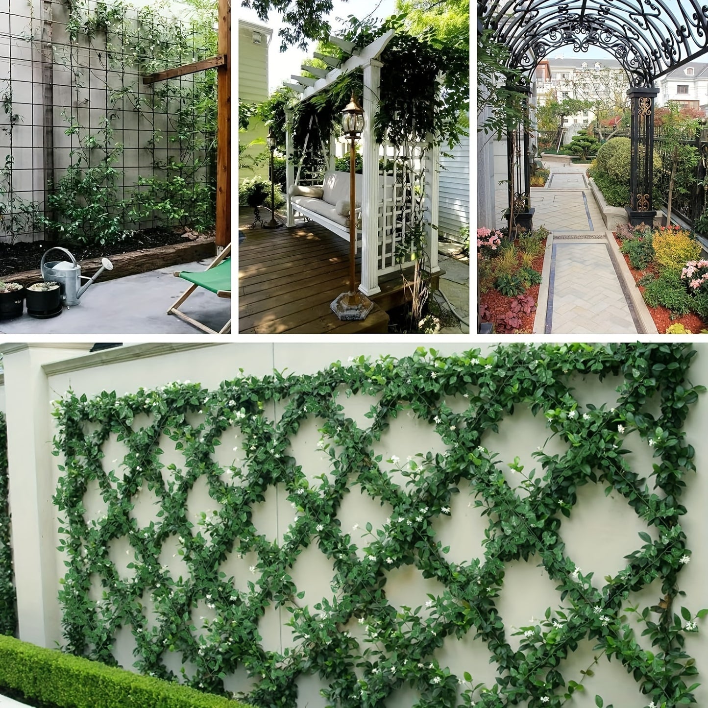 Artificial ivy garland pack for room or wedding decor with hanging vines and green leaves.