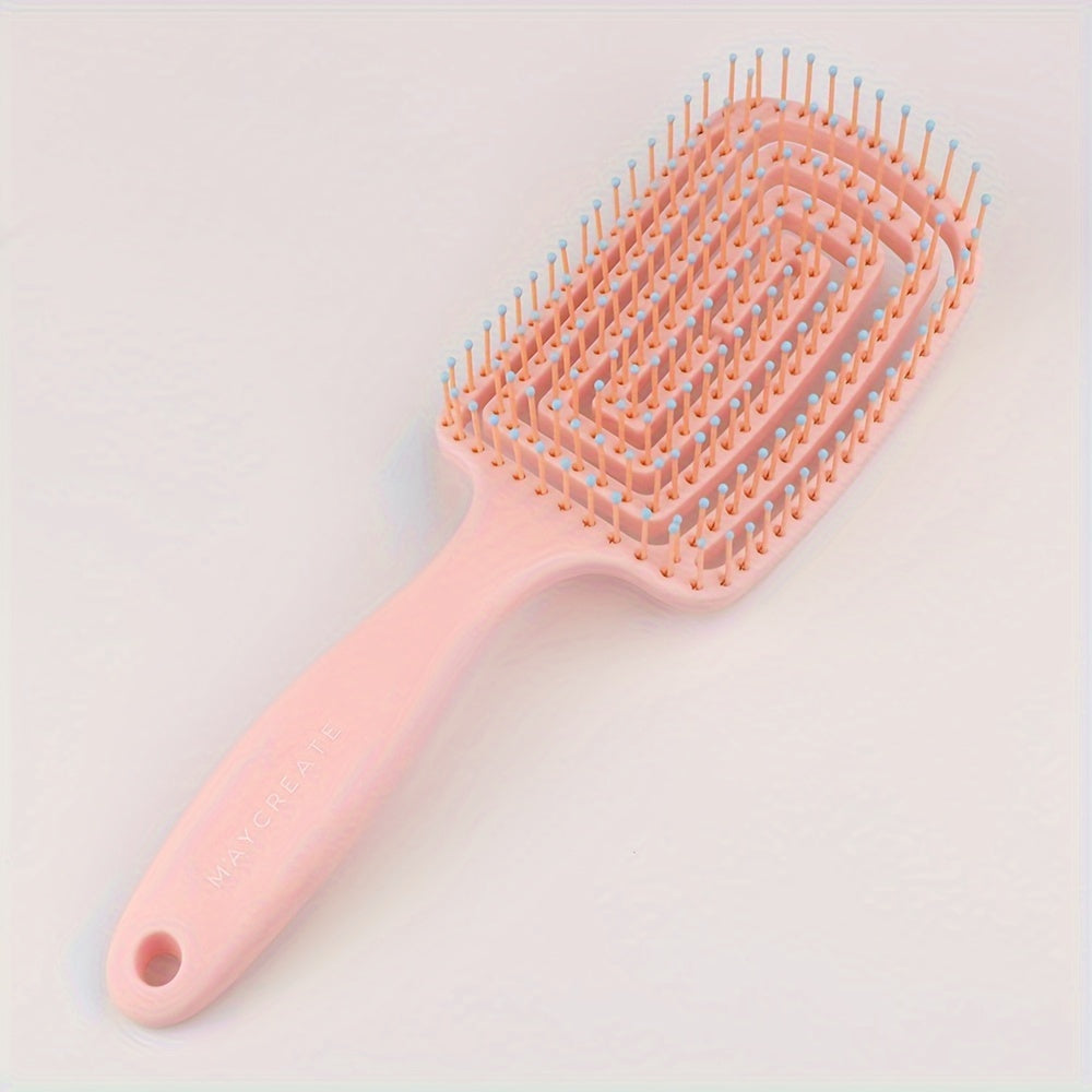 Nylon Bristle Detangler Hair Comb Set with Hollow Design and ABS Plastic Handle - Arc Shaped for Superior Scalp Fit