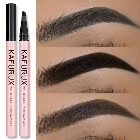 Kaifurux Waterproof Eyebrow Pen with 4-Split Head for all skin types and beginners.