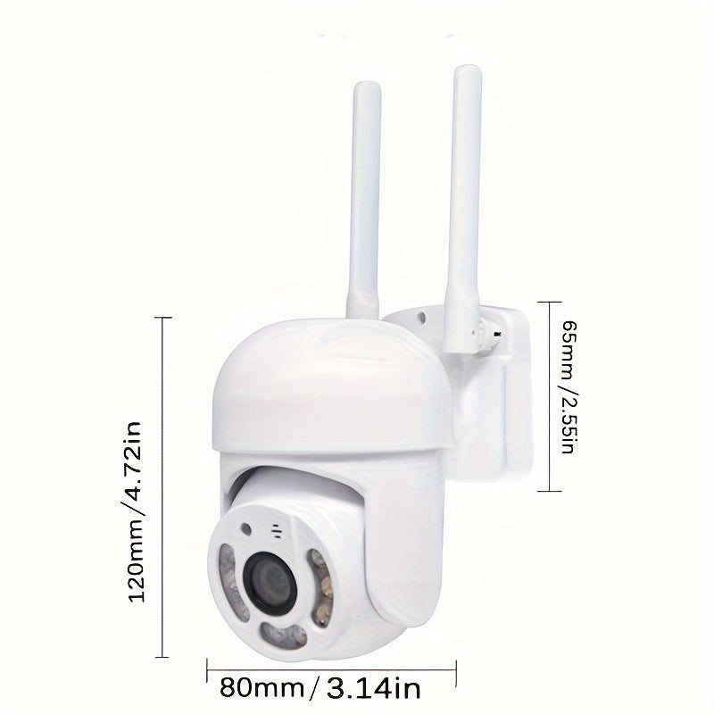 Outdoor WiFi security camera with waterproof design, featuring pan tilt automatic tracking and audio CCTV monitoring. This 360 IP camera provides day and night full-color AI humanoid motion detection, along with two-way voice intercom. Stay secure with