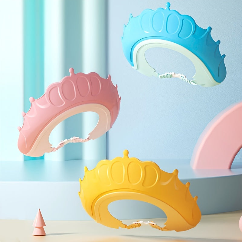 Baby Shower Cap Waterproof Shampoo Hat - 1 Piece, Protects Ears and Eyes, Cute Crown Shape Adds Fun to Bath Time, Multiple Color Options Available.