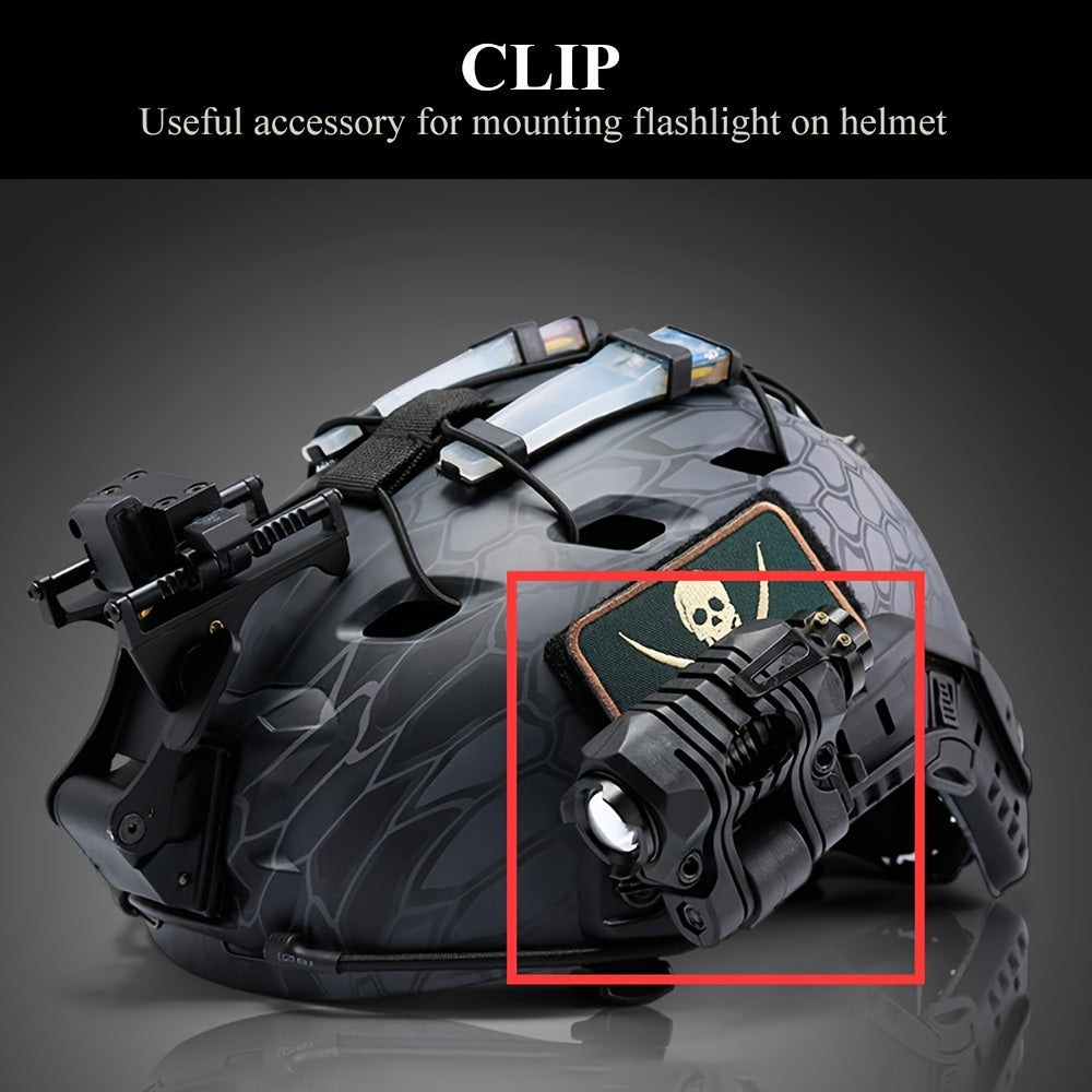 25mm Adjustable Flashlight Mount made of durable ABS, suitable for helmets and fishing rods during hunting and fishing.