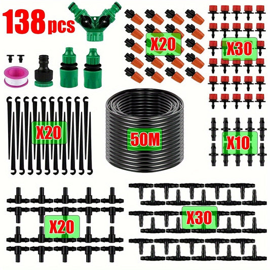 1 dona qora plastik tomchilatib sug'orish tizimi, mikro purkagich bilan, o'tloq va bog' uchun, elektr energiyasini talab qilmaydi, bog' o'simliklarini o'z-o'zidan sug'orish uchun mos.