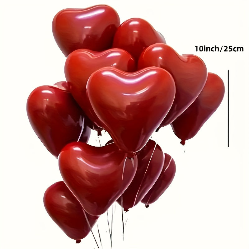 30 Romantic red heart-shaped balloons perfect for various celebrations, no electricity required.