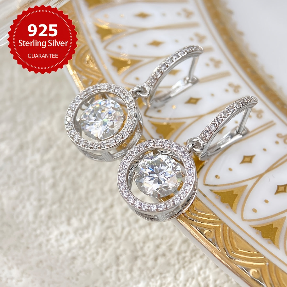 Luxurious 1CT Moissanite Hoop Earrings in 925 Sterling Silver, perfect for weddings and special occasions. These Round Dangle Earrings make a great Valentine's Day gift for women, adding a touch of elegance and luxury to any outfit. Show your loved one