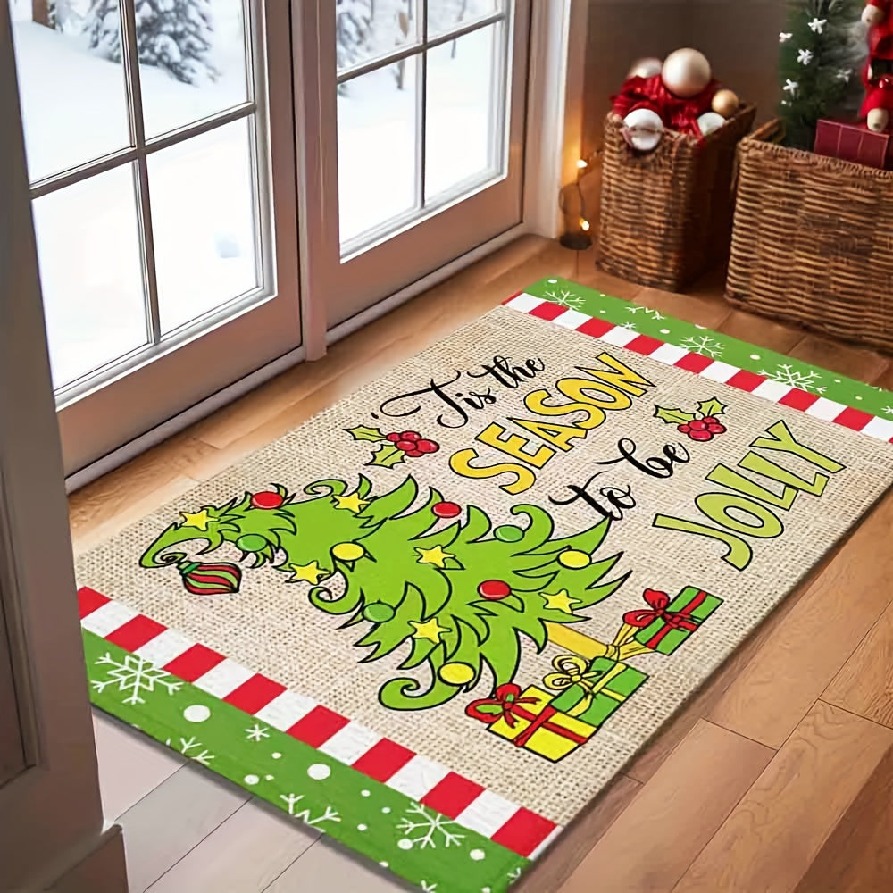 Get into the festive spirit with this Whoville Christmas floor mat! Featuring a delightful Christmas tree design with a green edge snowflake decoration, this non-slip mat is perfect for adding a touch of holiday cheer to your home or outdoor space. Ideal