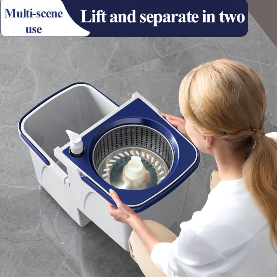 Get the Spin Mop and Bucket System with 3 Reusable Washable Microfiber Pads, Automatic Wringer, Perfect for Hardwood, Laminate, Tile Floors. Great for Living Room, Bedroom, Bathroom, Kitchen, Car - No Electricity Required!