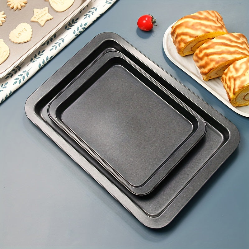 Golden rectangular non-stick baking pans, set of 1 or 2, for bread, cake, pizza, cookies, eclair, toast, and more. Made of food-grade materials.