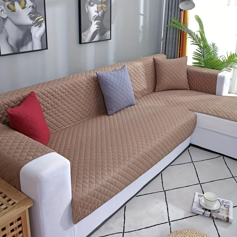 Waterproof and dustproof sofa cover for L shape sofas, pet-friendly and double-sided, perfect for living rooms, offices, and home decor.