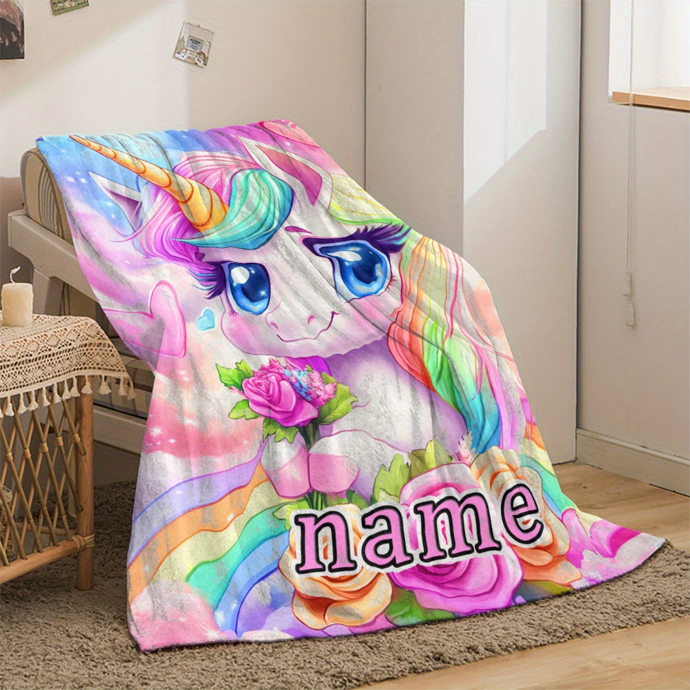 Personalized Name Mythical Creature Design Blanket - High Definition Print, Perfect for Sofa, Bed, or Travel - Custom Fleece Blanket, Soft and Cozy - Great Gift for Loved Ones.