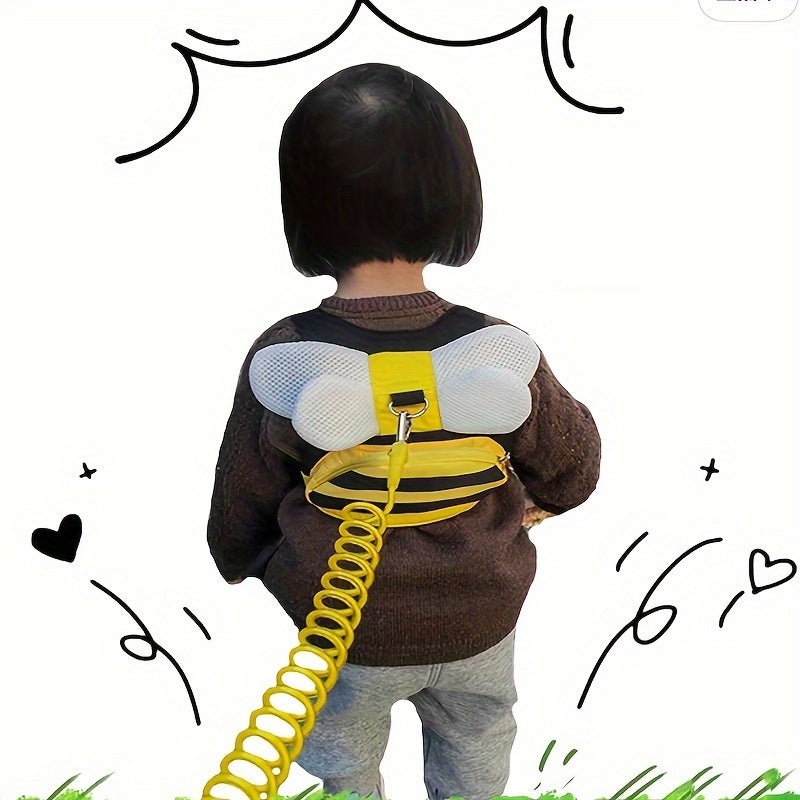 Yellow Bee Safety Harness Backpack with Wrist Link, 3-in-1 Cute Bee Design for Safe Walking. Includes Leash Storage Pocket. Perfect for Christmas, Halloween, Thanksgiving, or Mother's Day Gift.