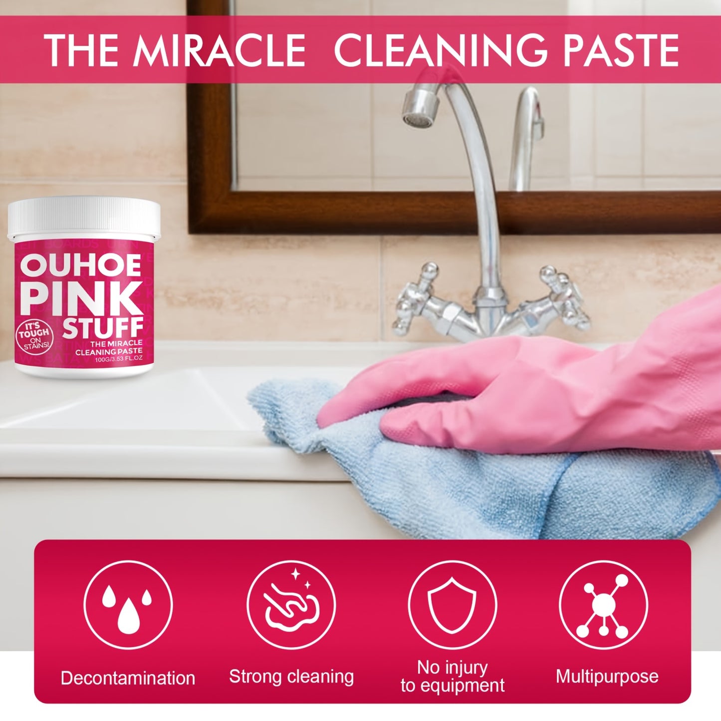 Ouhoe Pink Stuff: The Miracle Cleaning Paste: Tough on Stains, Gentle on Surfaces