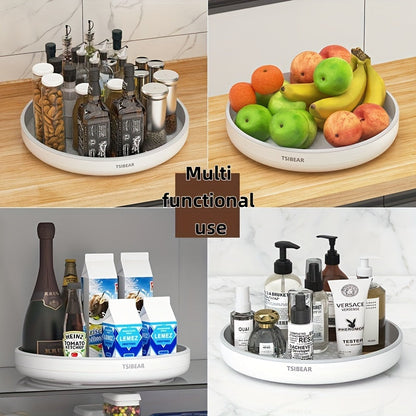 360° Rotating Kitchen Tool Organizer - This versatile countertop storage rack is perfect for organizing condiments, soy sauce, and vinegar. It also includes a durable plastic fruit tray for added convenience.